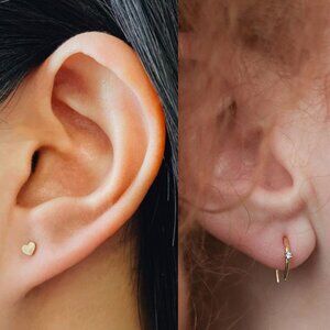 18K gold-plated titanium with CZ crystals earrings (2 pairs)
